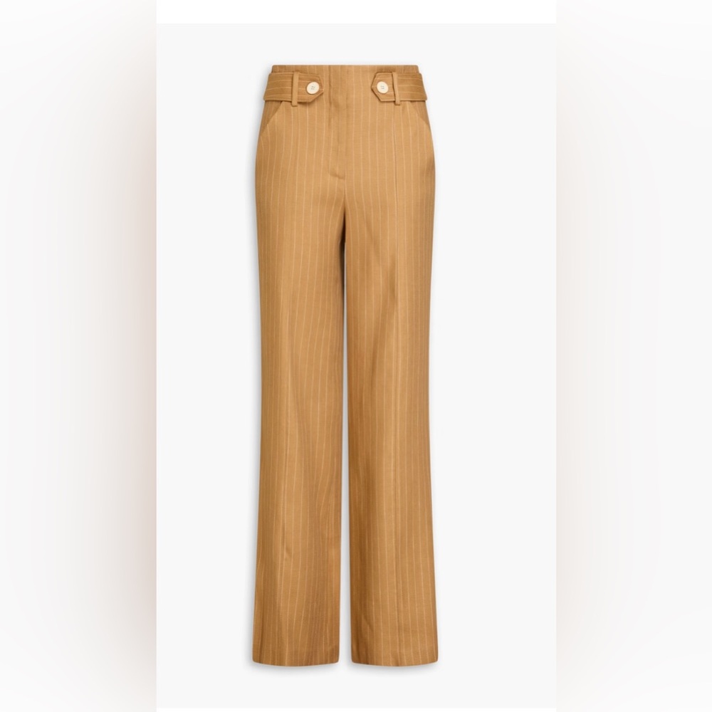 VERONICA BEARD pinstripe linen pants.